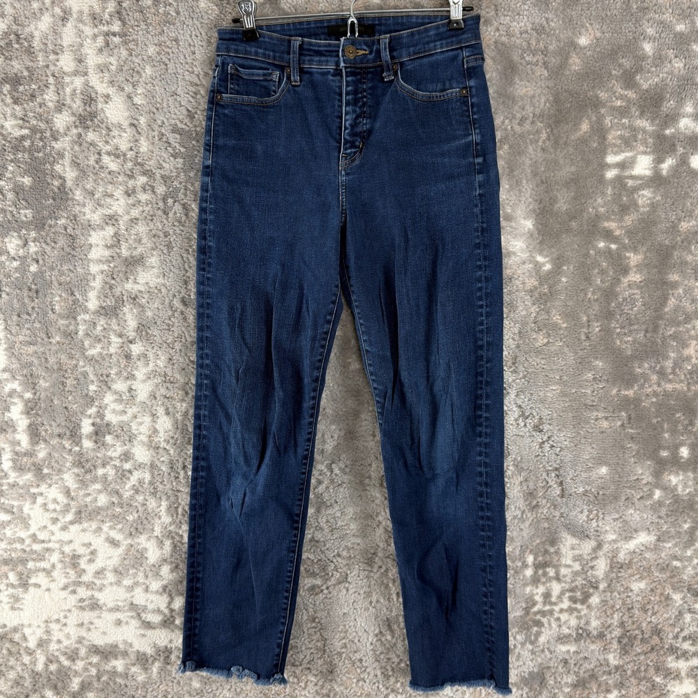 Uniqlo‎ Size 26 Casual Minimalist Denim Jean Pants Blue Button Zip Ankle